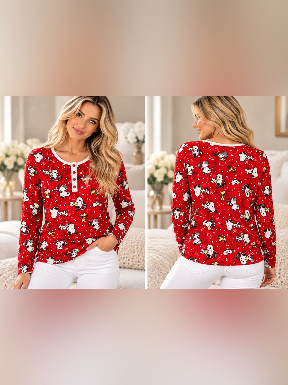 Peanuts Snoopy Fleece Sleepwear Pj Top Pajama Red 3X